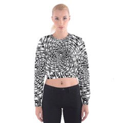 Illusions Abstract Black And White Patterns Swirls Cropped Sweatshirt