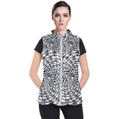 Illusions Abstract Black And White Patterns Swirls Women s Puffer Vest