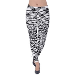 Illusions Abstract Black And White Patterns Swirls Velvet Leggings