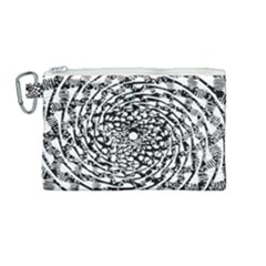 Illusions Abstract Black And White Patterns Swirls Canvas Cosmetic Bag (medium) by Wegoenart