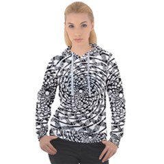 Illusions Abstract Black And White Patterns Swirls Women s Overhead Hoodie