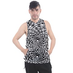 Illusions Abstract Black And White Patterns Swirls Men s Sleeveless Hoodie by Wegoenart