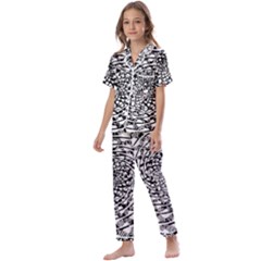 Illusions Abstract Black And White Patterns Swirls Kids  Satin Short Sleeve Pajamas Set by Wegoenart