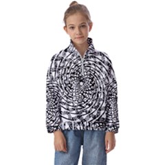 Illusions Abstract Black And White Patterns Swirls Kids  Half Zip Hoodie