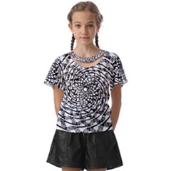 Illusions Abstract Black And White Patterns Swirls Kids  Front Cut Tee by Wegoenart