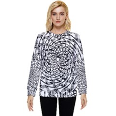 Illusions Abstract Black And White Patterns Swirls Hidden Pocket Sweatshirt