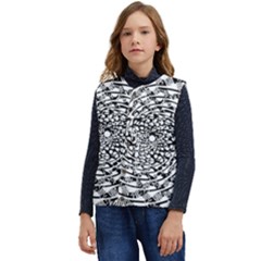 Illusions Abstract Black And White Patterns Swirls Kid s Short Button Up Puffer Vest	