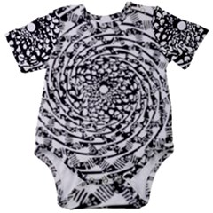 Illusions Abstract Black And White Patterns Swirls Baby Short Sleeve Bodysuit by Wegoenart