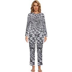 Illusions Abstract Black And White Patterns Swirls Womens  Long Sleeve Lightweight Pajamas Set by Wegoenart