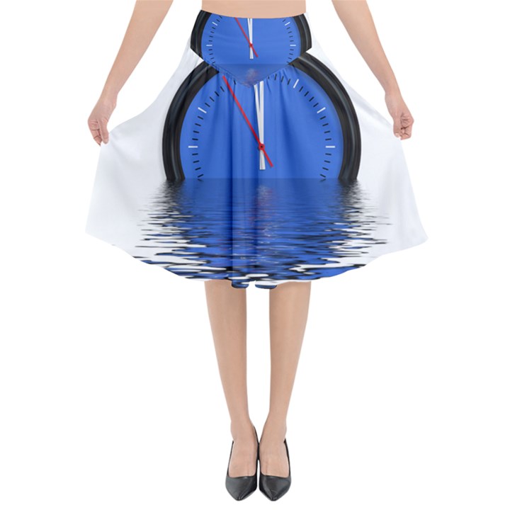 The Eleventh Hour Clock Time Catastrophe Flared Midi Skirt