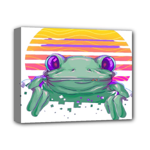 Frog Animal Sun Amphibian Figure Digital Art Deluxe Canvas 14  X 11  (stretched) by Wegoenart