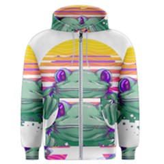 Frog Animal Sun Amphibian Figure Digital Art Men s Zipper Hoodie