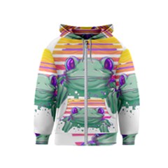 Frog Animal Sun Amphibian Figure Digital Art Kids  Zipper Hoodie