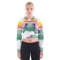 Frog Animal Sun Amphibian Figure Digital Art Cropped Sweatshirt