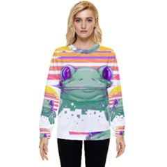 Frog Animal Sun Amphibian Figure Digital Art Hidden Pocket Sweatshirt