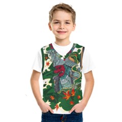 Armor Japan Maple Leaves Samurai Mask Cut Kids  Basketball Tank Top by Wegoenart