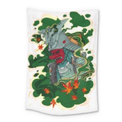 Armor Japan Maple Leaves Samurai Mask Cut Small Tapestry