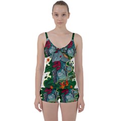 Armor Japan Maple Leaves Samurai Mask Cut Tie Front Two Piece Tankini by Wegoenart