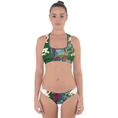 Armor Japan Maple Leaves Samurai Mask Cut Cross Back Hipster Bikini Set by Wegoenart