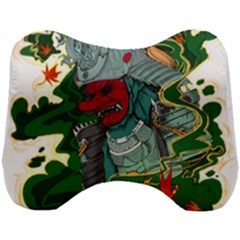 Armor Japan Maple Leaves Samurai Mask Cut Head Support Cushion by Wegoenart