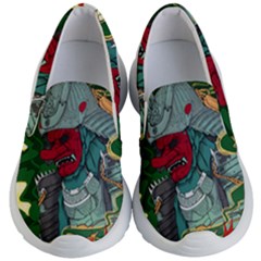 Armor Japan Maple Leaves Samurai Mask Cut Kids Lightweight Slip Ons by Wegoenart