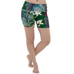 Armor Japan Maple Leaves Samurai Mask Cut Lightweight Velour Yoga Shorts by Wegoenart