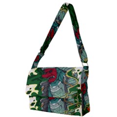 Armor Japan Maple Leaves Samurai Mask Cut Full Print Messenger Bag (l) by Wegoenart