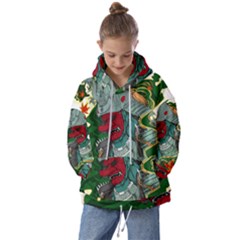 Armor Japan Maple Leaves Samurai Mask Cut Kids  Oversized Hoodie