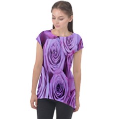 Roses-52 Cap Sleeve High Low Top by nateshop