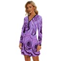 Roses-52 Long Sleeve Deep V Mini Dress  View2