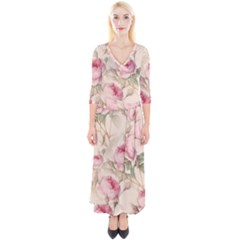 Roses-58 Quarter Sleeve Wrap Maxi Dress by nateshop