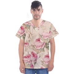 Roses-58 Men s V-neck Scrub Top