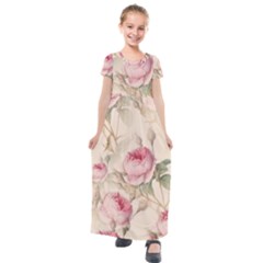 Roses-58 Kids  Short Sleeve Maxi Dress by nateshop