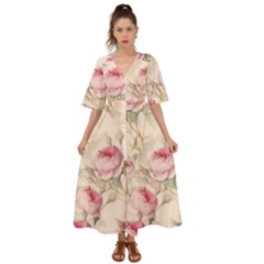 Roses-58 Kimono Sleeve Boho Dress by nateshop