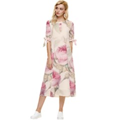 Roses-58 Bow Sleeve Chiffon Midi Dress by nateshop