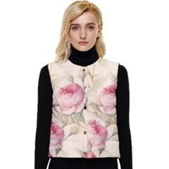 Roses-58 Women s Short Button Up Puffer Vest by nateshop