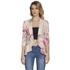 Roses-58 Women s 3/4 Sleeve Ruffle Edge Open Front Jacket by nateshop