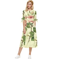 Roses-59 Bow Sleeve Chiffon Midi Dress by nateshop