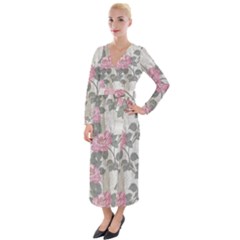 Roses-pink-elegan Velvet Maxi Wrap Dress by nateshop