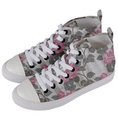 Roses-pink-elegan Women s Mid-top Canvas Sneakers by nateshop