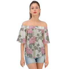 Roses-pink-elegan Off Shoulder Short Sleeve Top by nateshop