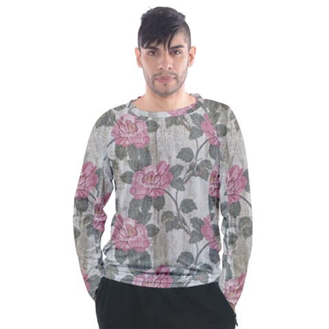 Roses-pink-elegan Men s Long Sleeve Raglan Tee by nateshop