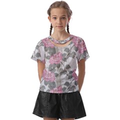 Roses-pink-elegan Kids  Front Cut Tee by nateshop