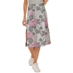 Roses-pink-elegan Midi Panel Skirt by nateshop