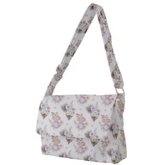 Roses-white Full Print Messenger Bag (l)