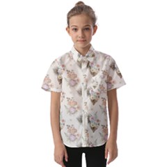 Roses-white Kids  Short Sleeve Shirt by nateshop