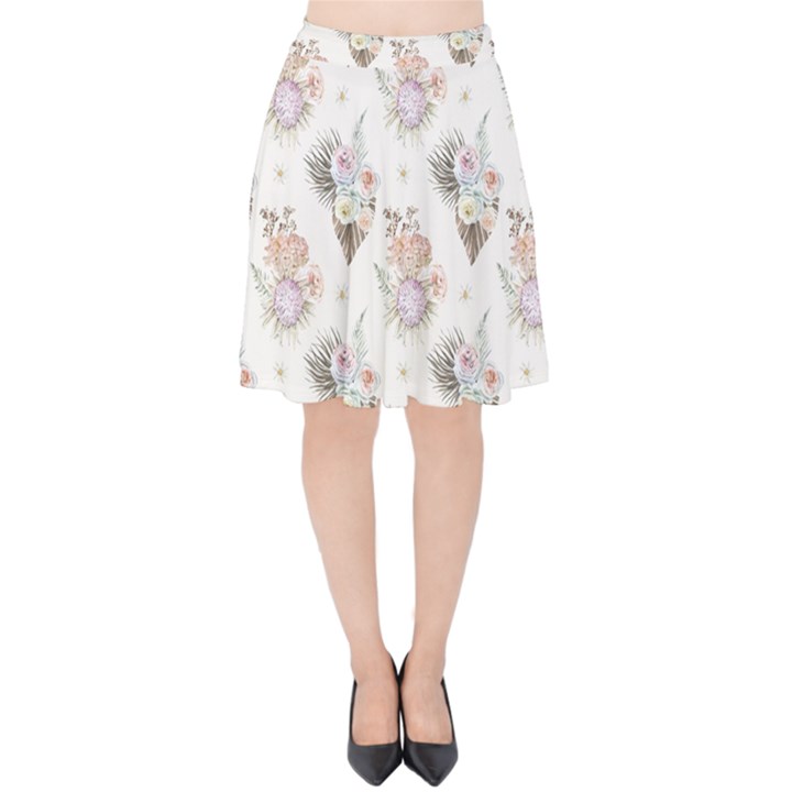 Roses-white Velvet High Waist Skirt