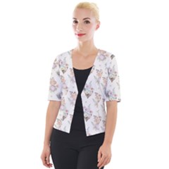 Roses-white Cropped Button Cardigan by nateshop