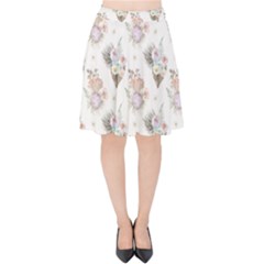 Roses-white Velvet High Waist Skirt by nateshop