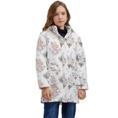 Roses-white Kid s Hooded Longline Puffer Jacket by nateshop